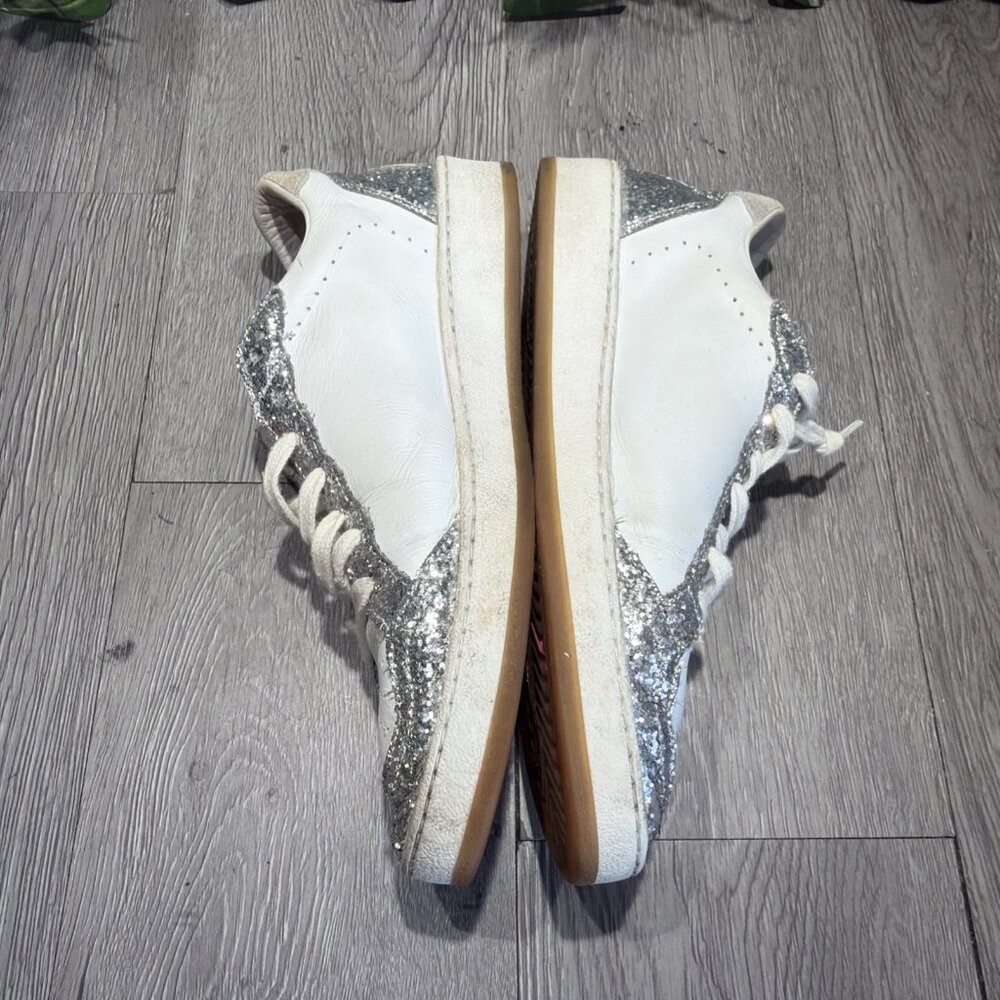 Golden Goose Ballstar Sneakers White Silver Glitter Star Size 39 - Picture 10 of 11
